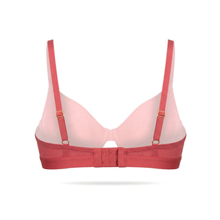 Red bra with thin straps on a white background