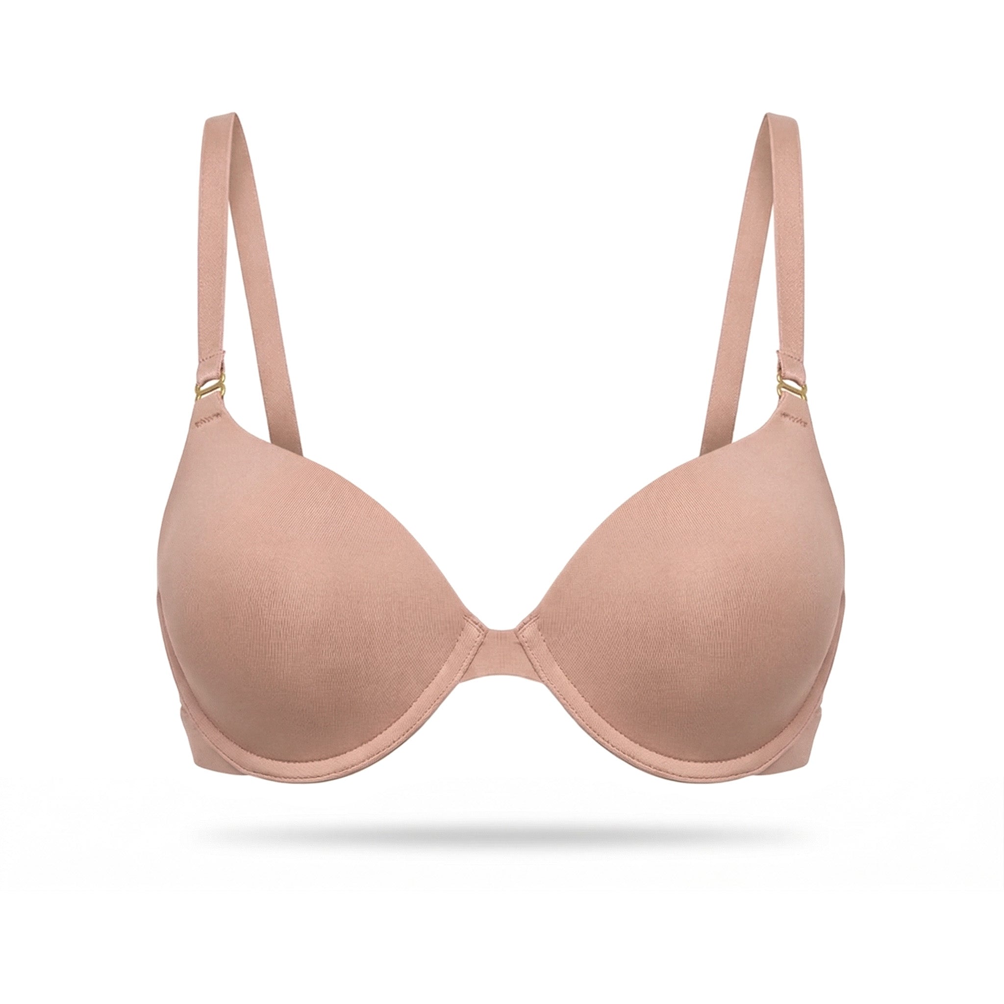 Beige bra on a white background