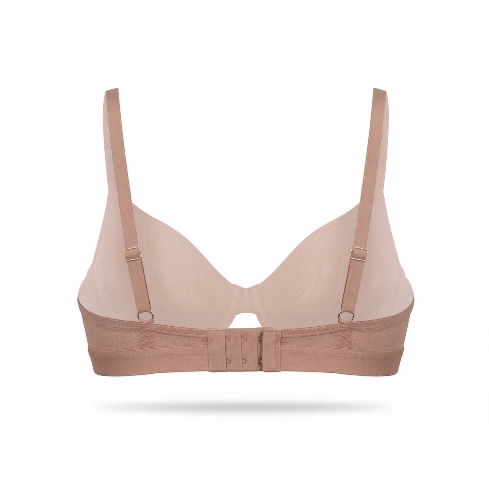 Beige bra on a white background