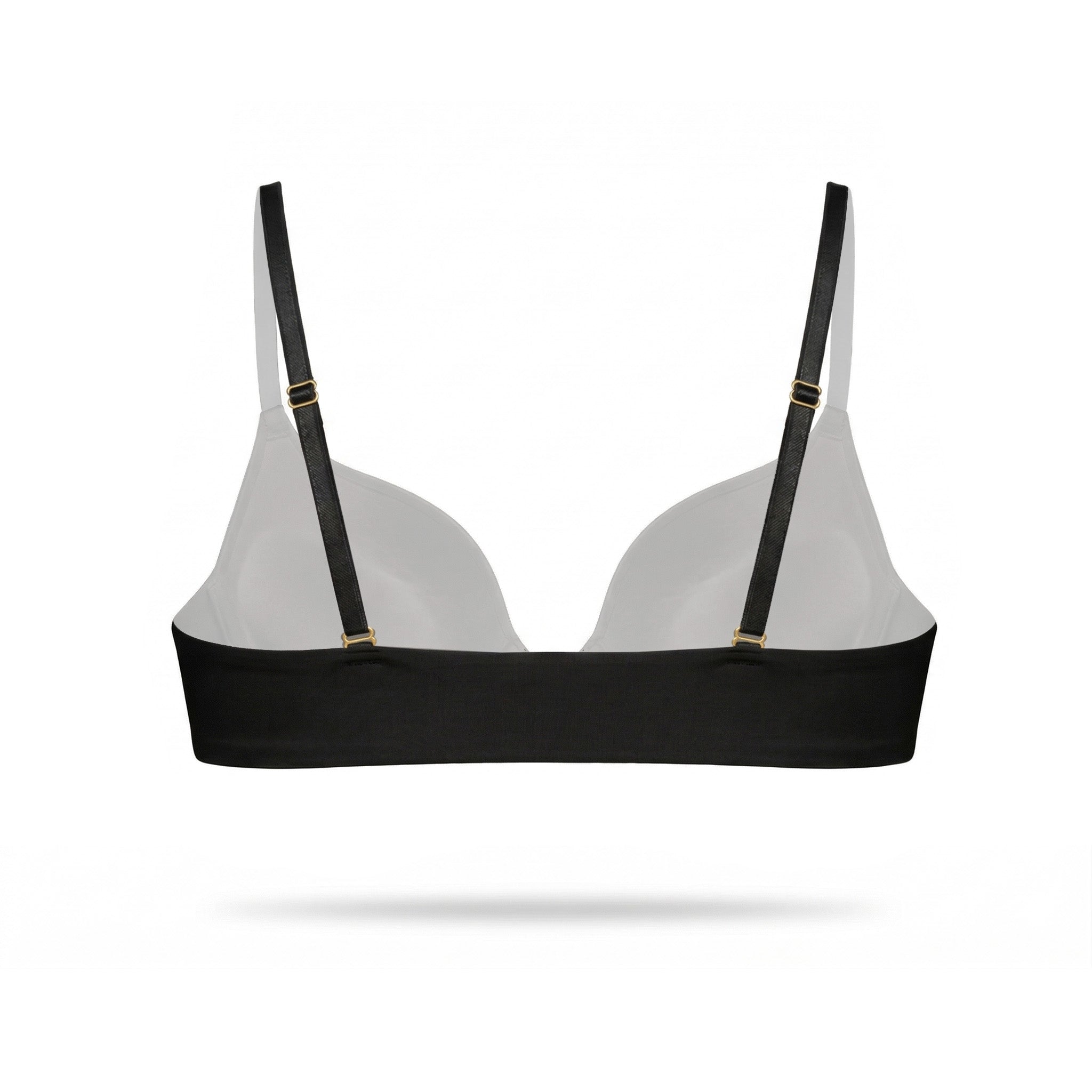 Black bra with thin straps on a white background