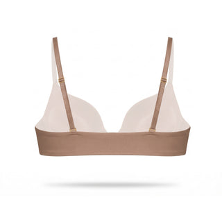 Brown and beige bralette on a white background