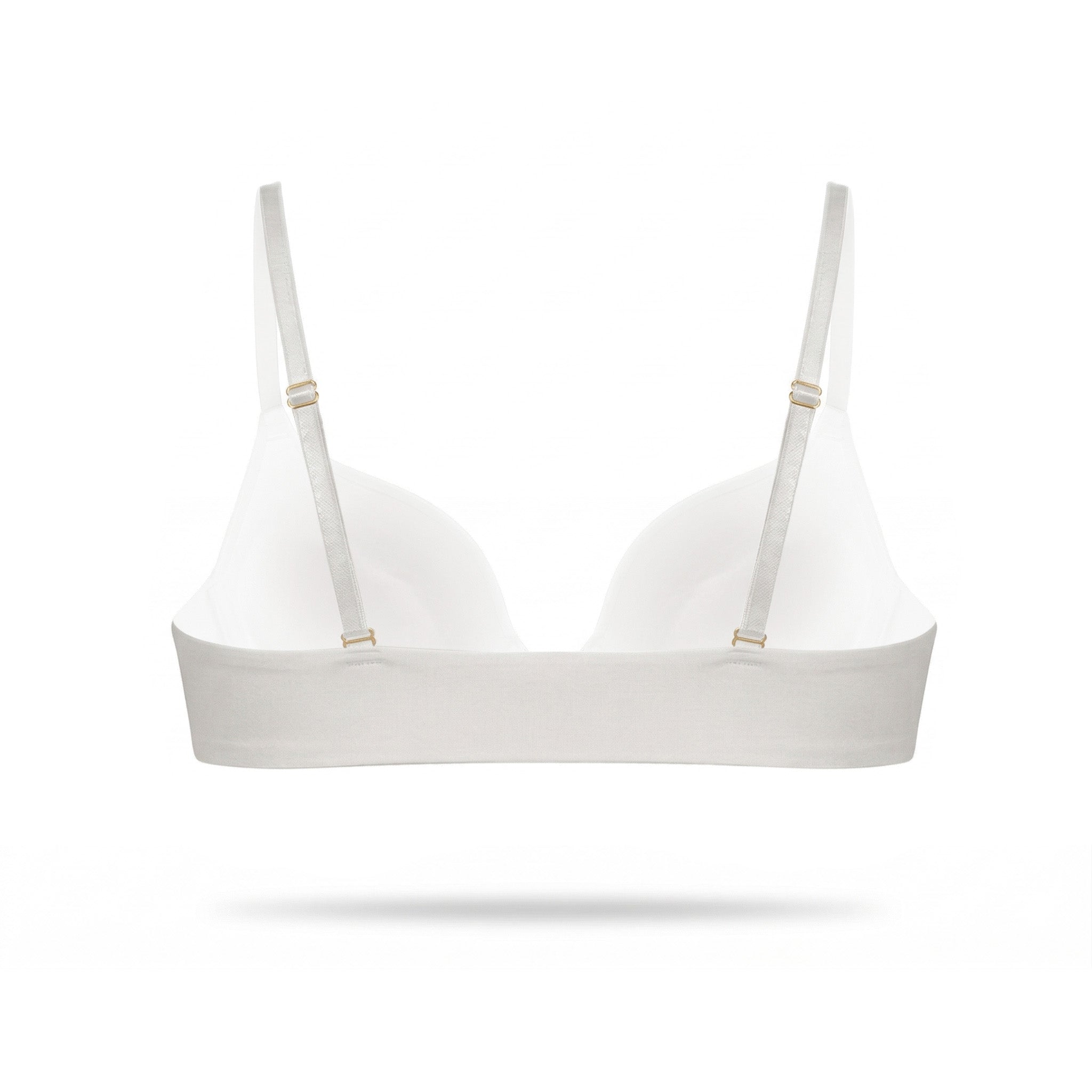 White bra with thin straps on a white background