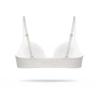 White bra with thin straps on a white background