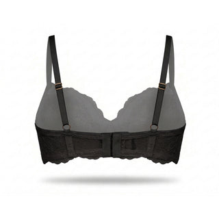 Black bra with thin straps on a white background