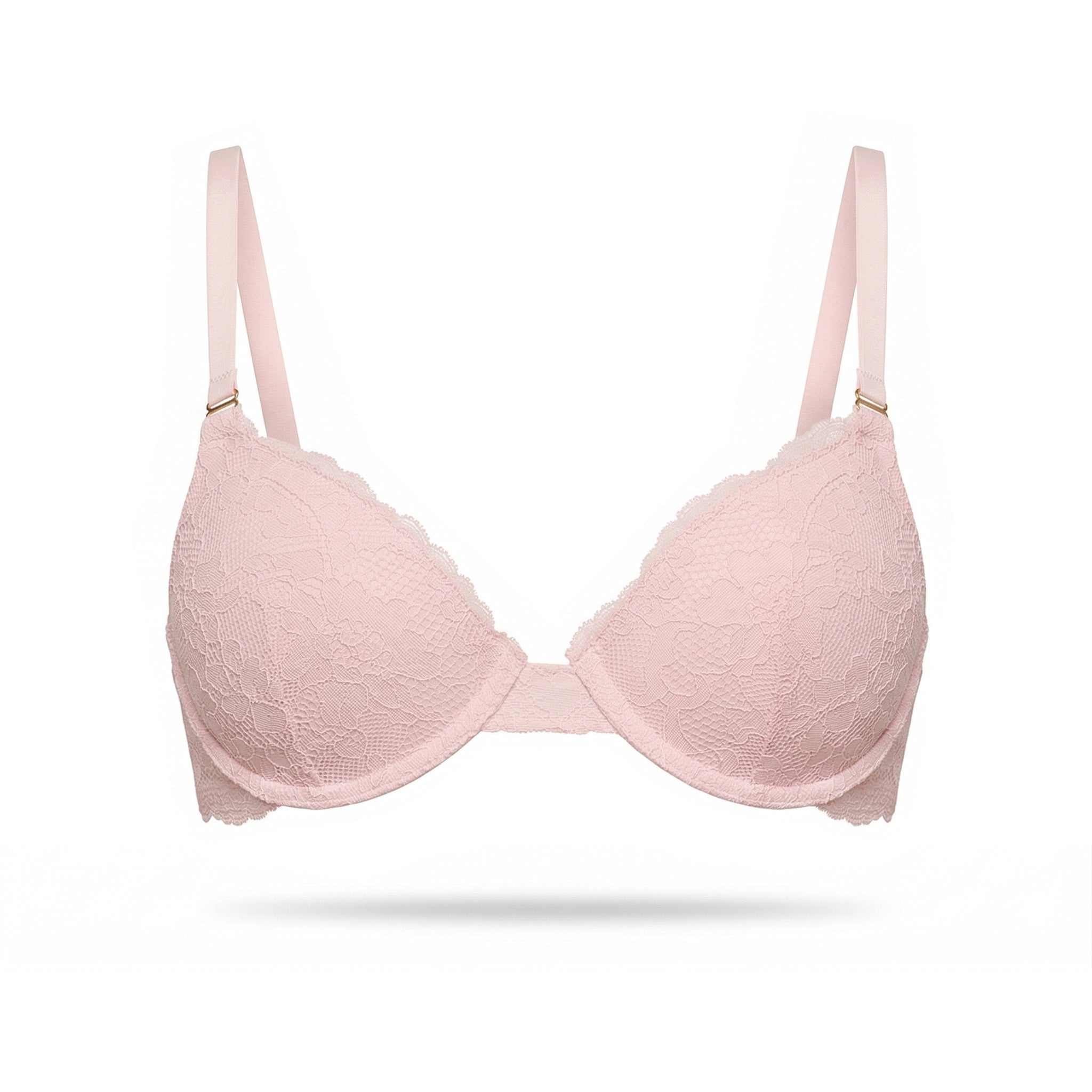 Pink bra on a white background