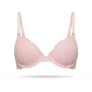 Pink bra on a white background