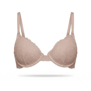 Beige bra on a white background