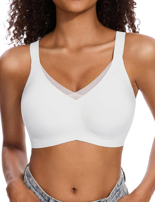 Wireless V-Neck Mesh Seamless Push-Up Bra
