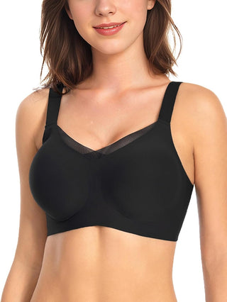 Wireless V-Neck Mesh Seamless Push-Up Bra