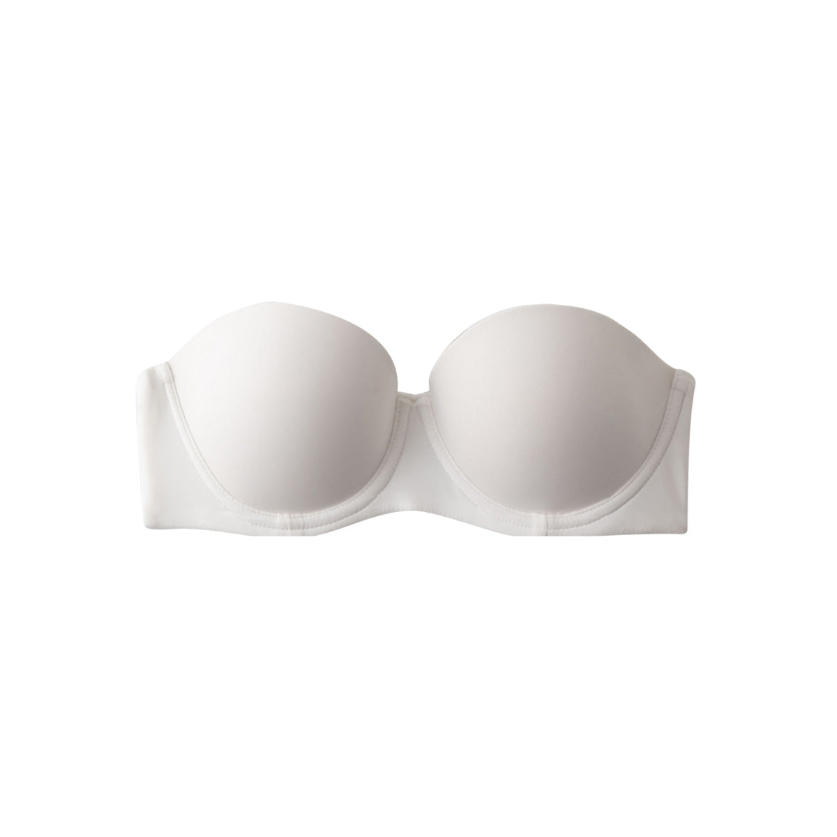 White strapless bra on a white background